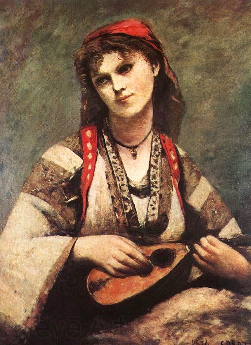  Jean Baptiste Camille  Corot Gypsy with a Mandolin Spain oil painting art
